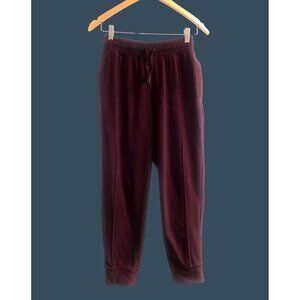 MONDETTA-WOMENS BURGUNDY ELASTIC WAIST TAPPER LEG SWEATPANTS SIZE SMALL